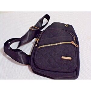 Jingpin Fashion Mini Crossbody Sling Back Quilted Black w/Rose Gold Hardware